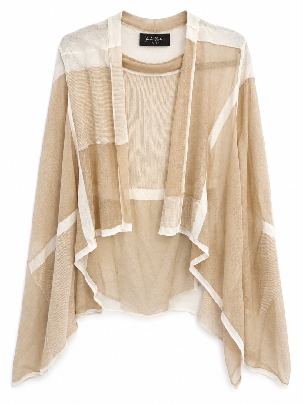 Yoshi Yoshi by PJ Sheer Draped Cardigan 2 NWT Japan Beige Ivory Lagenlook